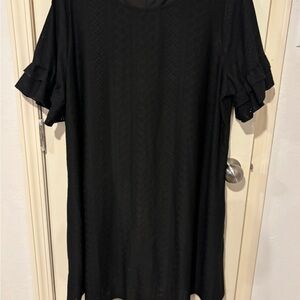 Black Women's Ruffle Sleeve Top